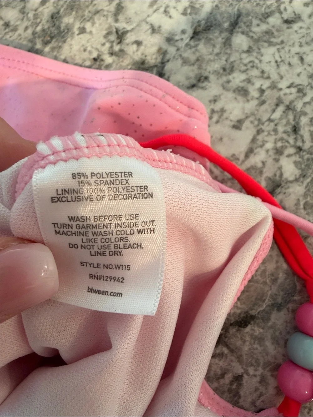 Girls' Pink 'Sunshine' Sequin One-Piece Swimsuit with Bead Straps